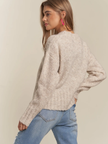 Heathered Crew Neck Knit Sweater, oatmeal-back