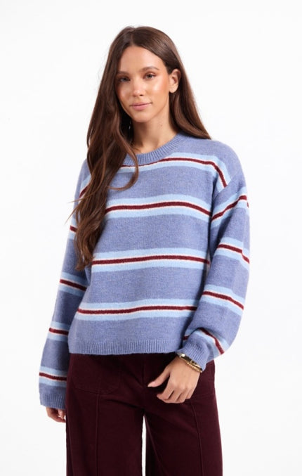 Hudson Stripe Sweater, blue multi-front