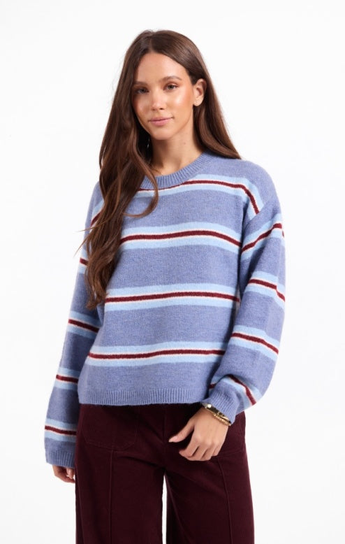 Hudson Stripe Sweater, blue multi-front