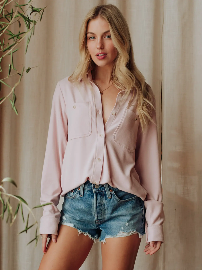  Super Soft Button Up Top light lilac