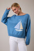 Sailor Boat Neck Sweater, blue-front
