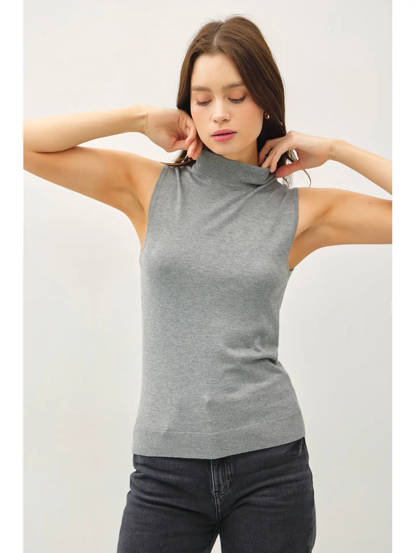 Lightweight Mock Neck Sleeveless Sweater