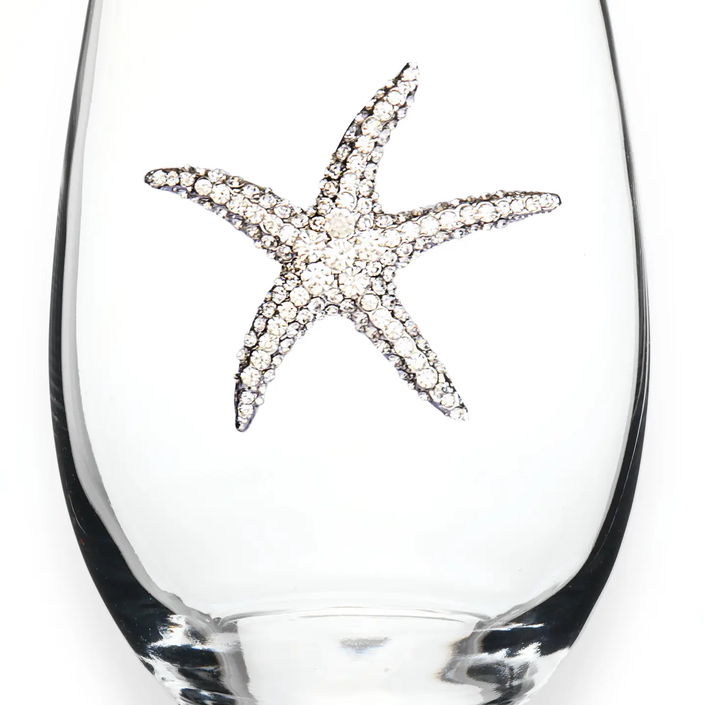Starfish Jeweled Stemless Wine Glass