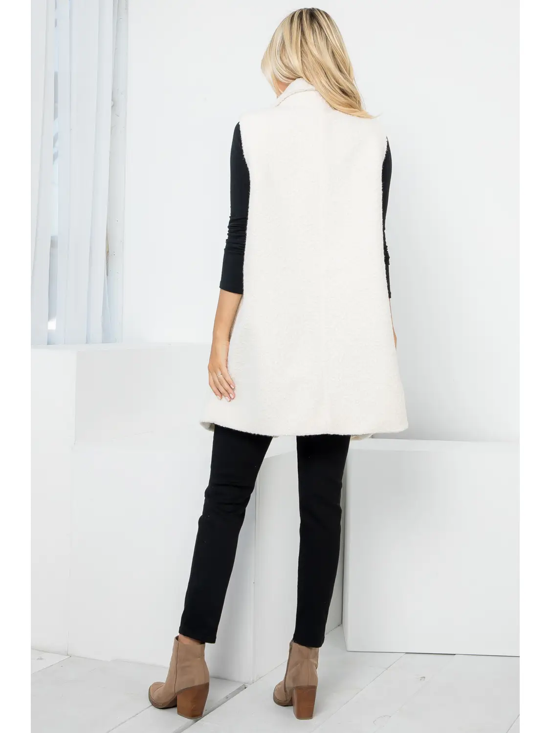 Curly Textured Wool Double Breasted Vest