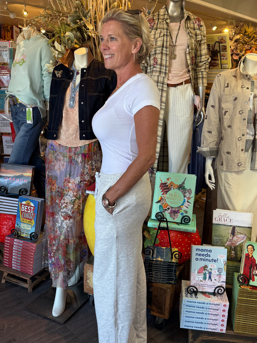 Brushed Jersey Long Lounge Pants light grey side