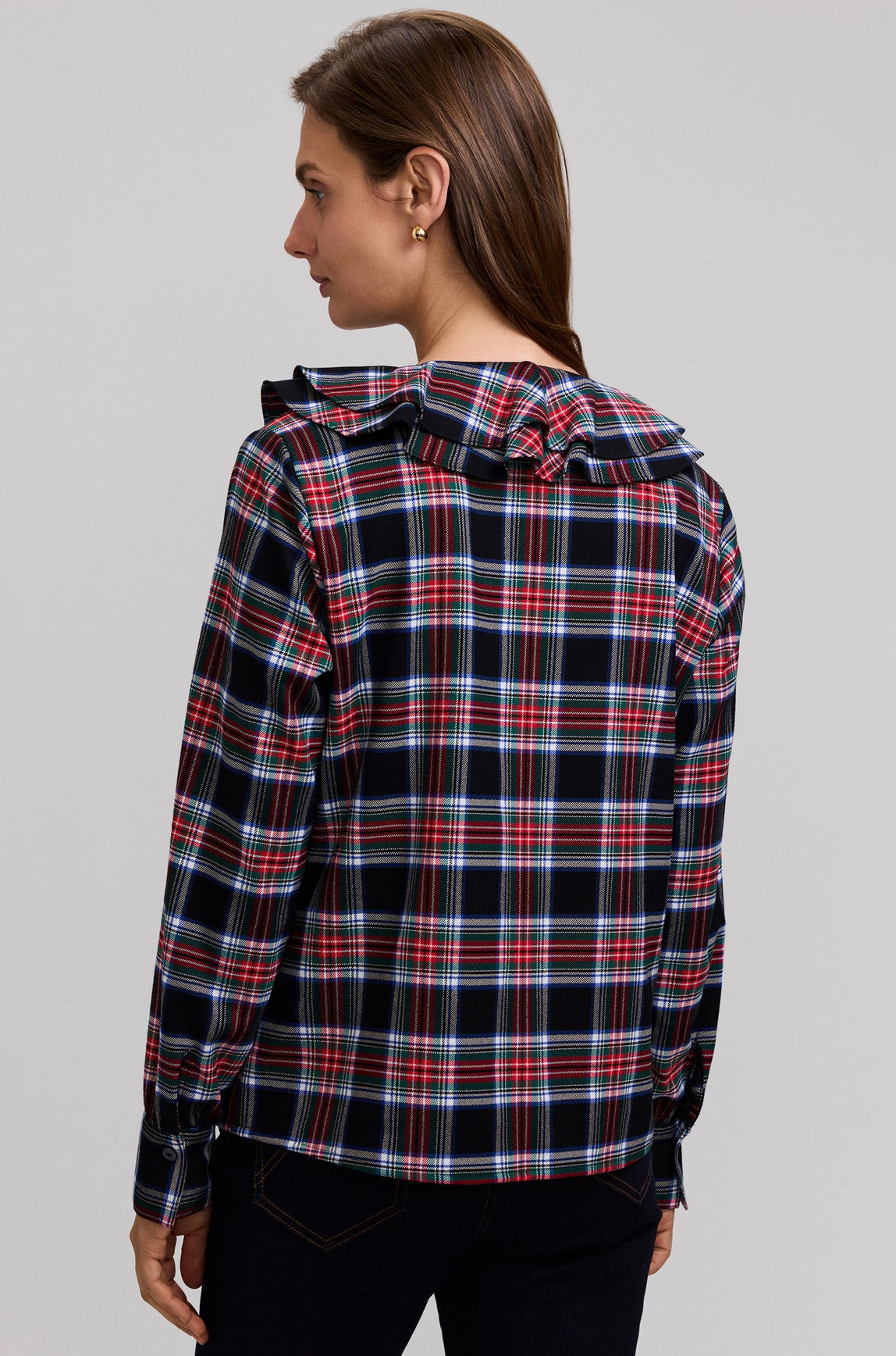 Sandy LS Plaid Blouse