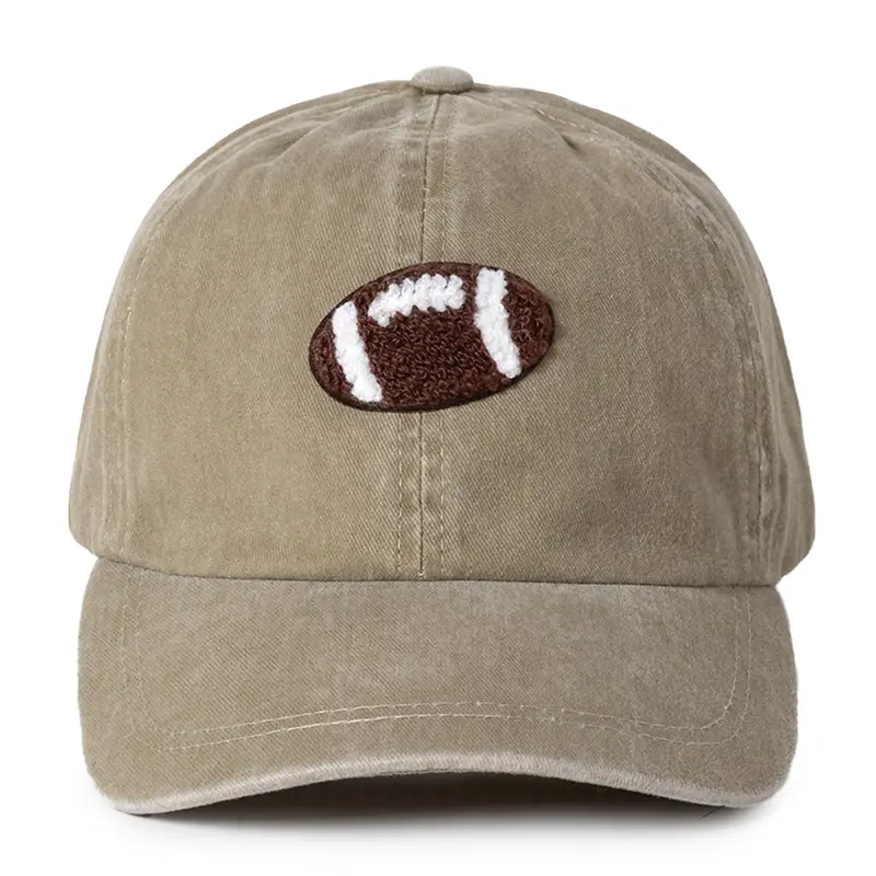 GAME DAY Chenille Football Patch Washed baseball cap - khaki