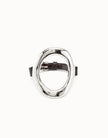 Sterling silver-plated bracelet, large central oval with buckle clasps | SIZE Medium