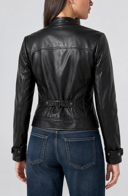 Jett Moto Buckle Sleeve Jacket, black-back