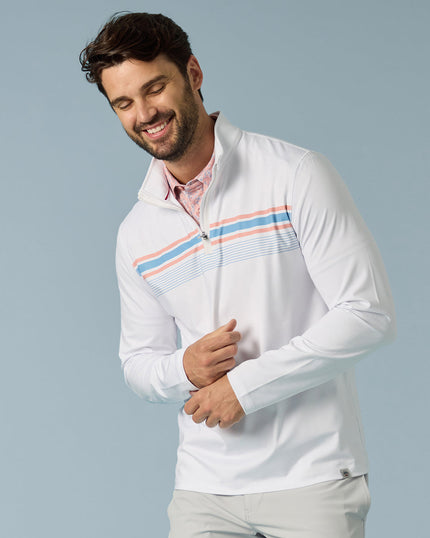 EVANSVILLE 1/4 ZIP CHEST STRIPE PERFORMANCE MOCK NECK front
