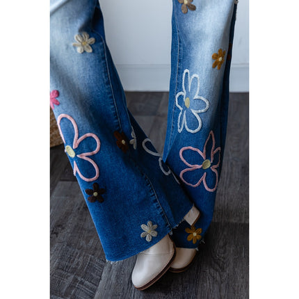 Flower Power EMB Denim Pants