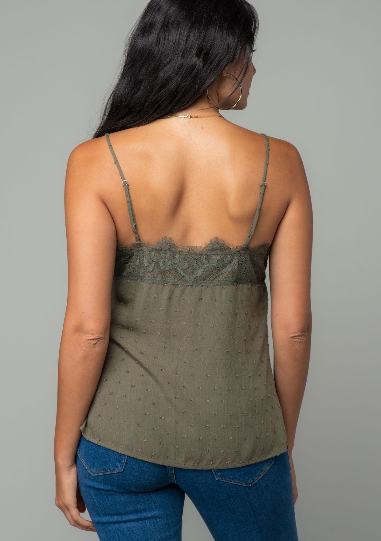 Andre Textured Lace Trim V Neck Camisole back