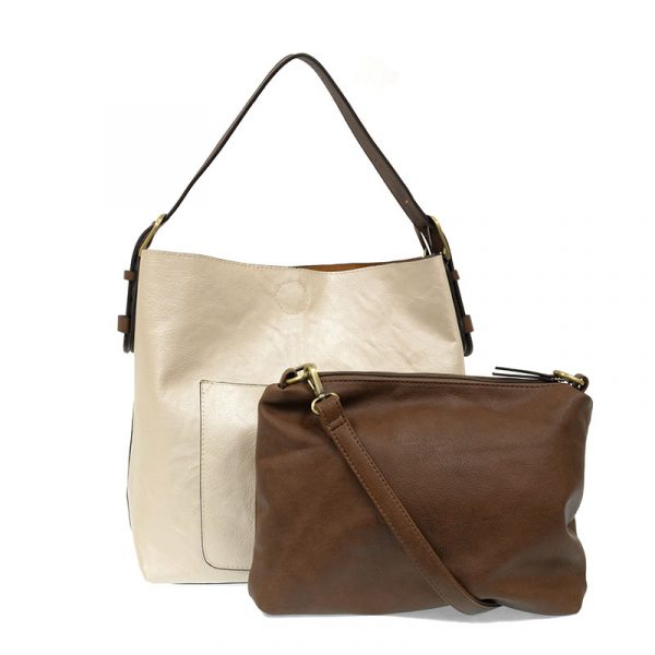 Joy Hobo Handbag - Metallic Pearl & Coffee Handle