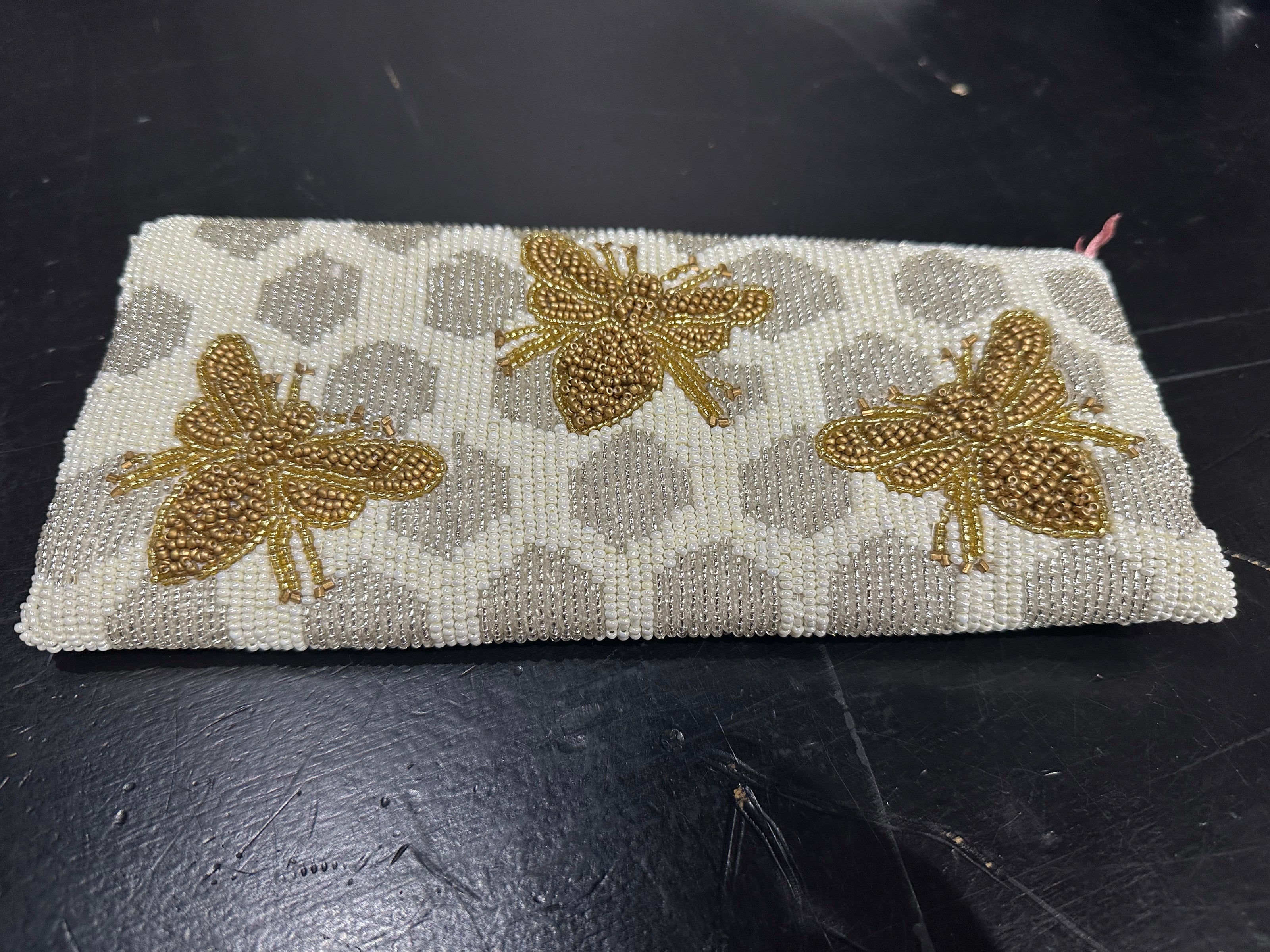 Beaded Honeycomb Foldover Clutch back