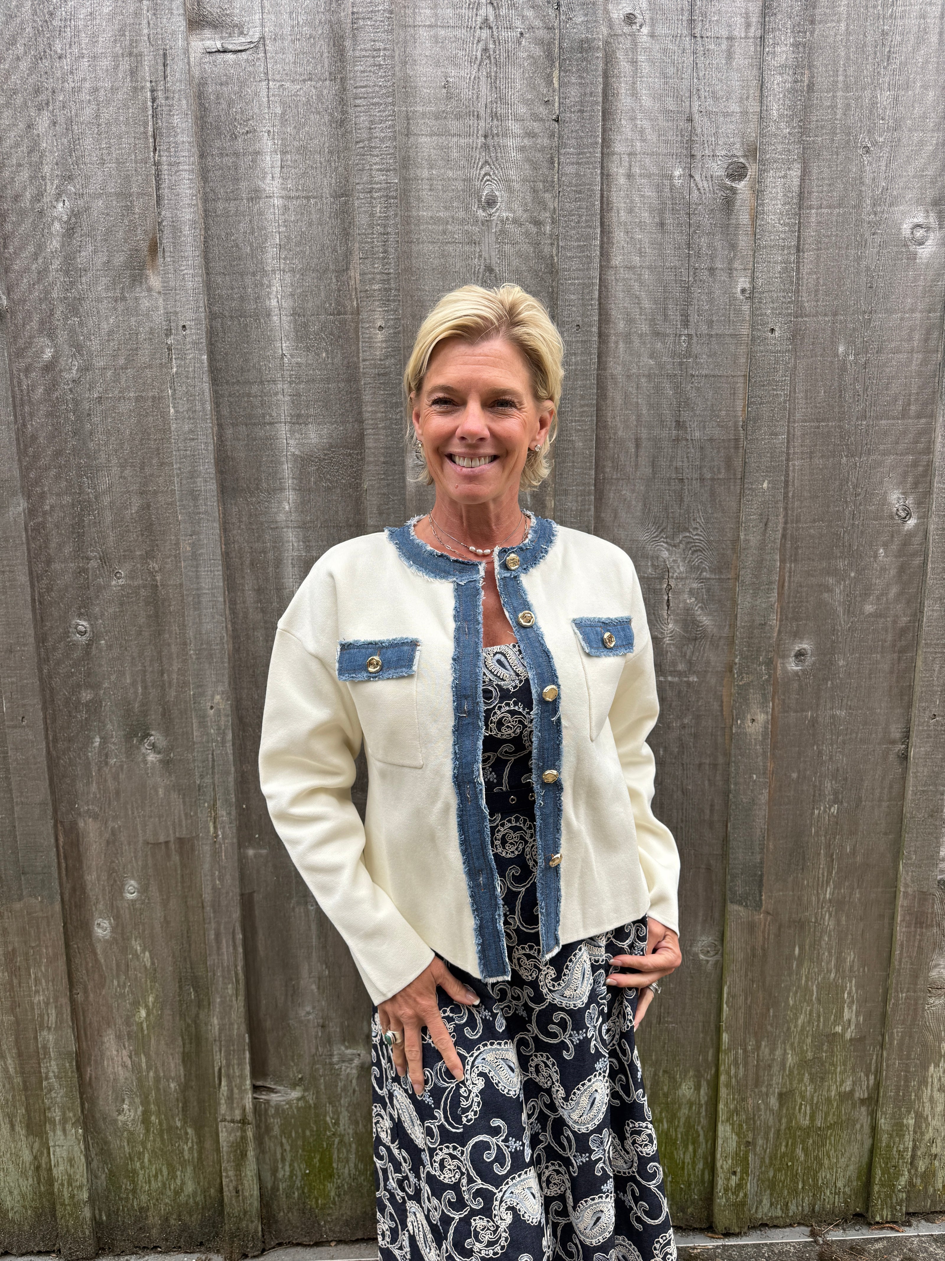 LS Jacket W Denim Detail Pockets