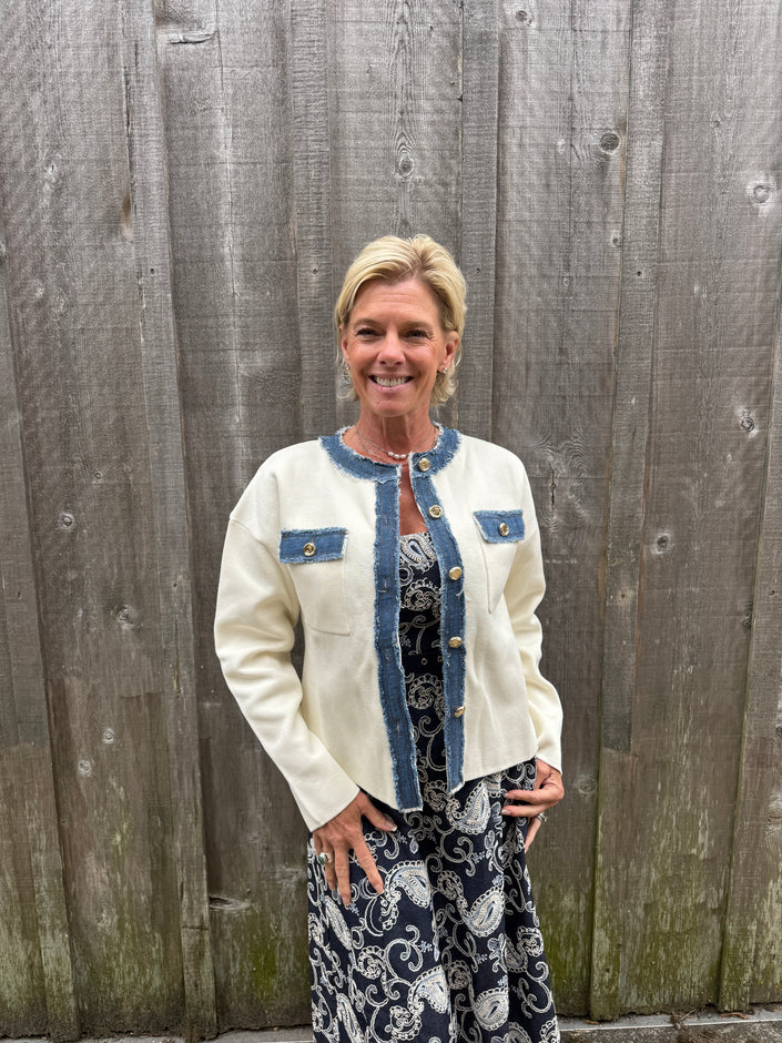 LS Jacket W Denim Detail Pockets