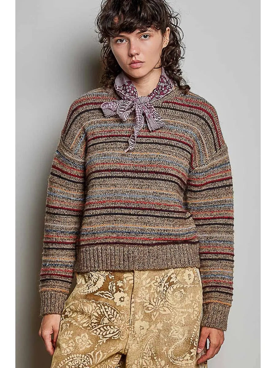 Suzy Striped Brushed Knit Sweater One Size