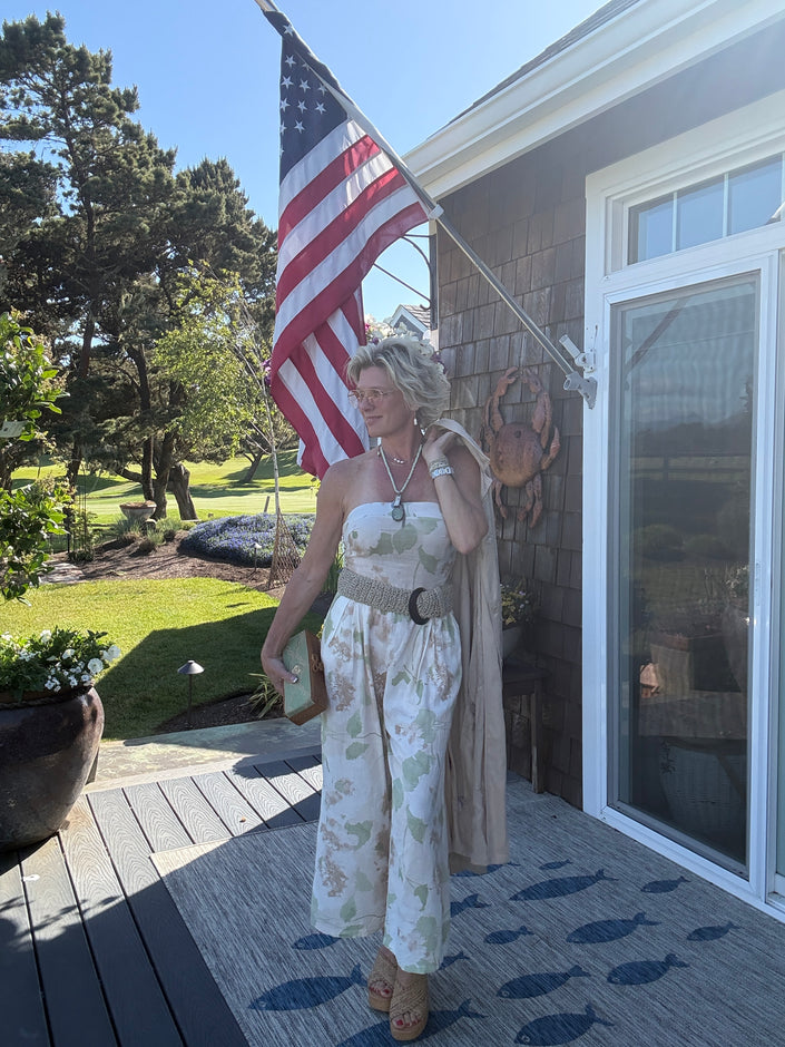 Floral Meadow Print Jumpsuit W Pockets-front