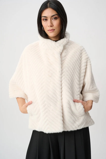 Felicity Faux Fur Cape Jacket, cream-front