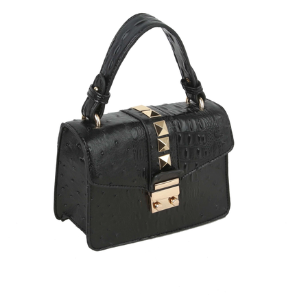 Women's Satchel Purse - Vegan Leather black front