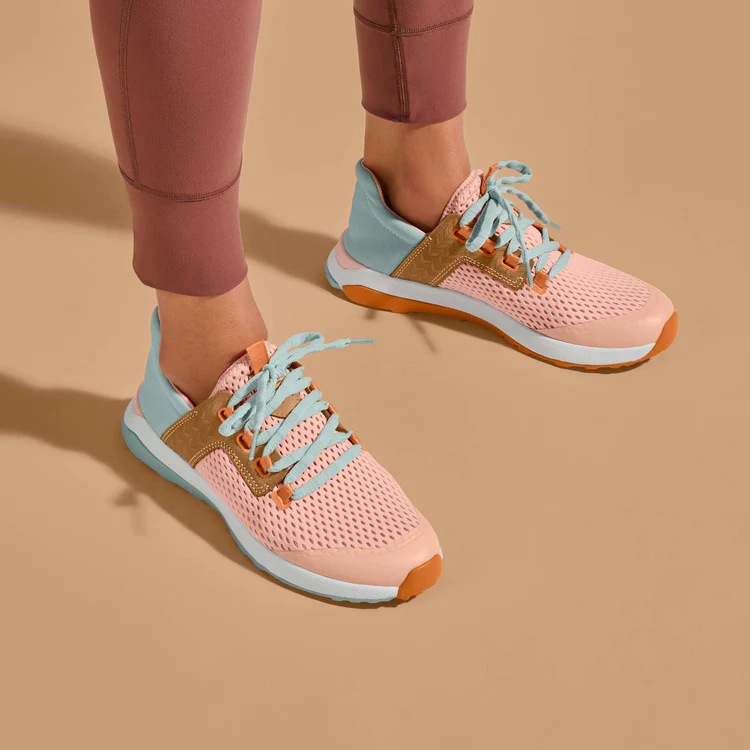 Wailuku Women's Sneaker | Peach / Swell pair on model