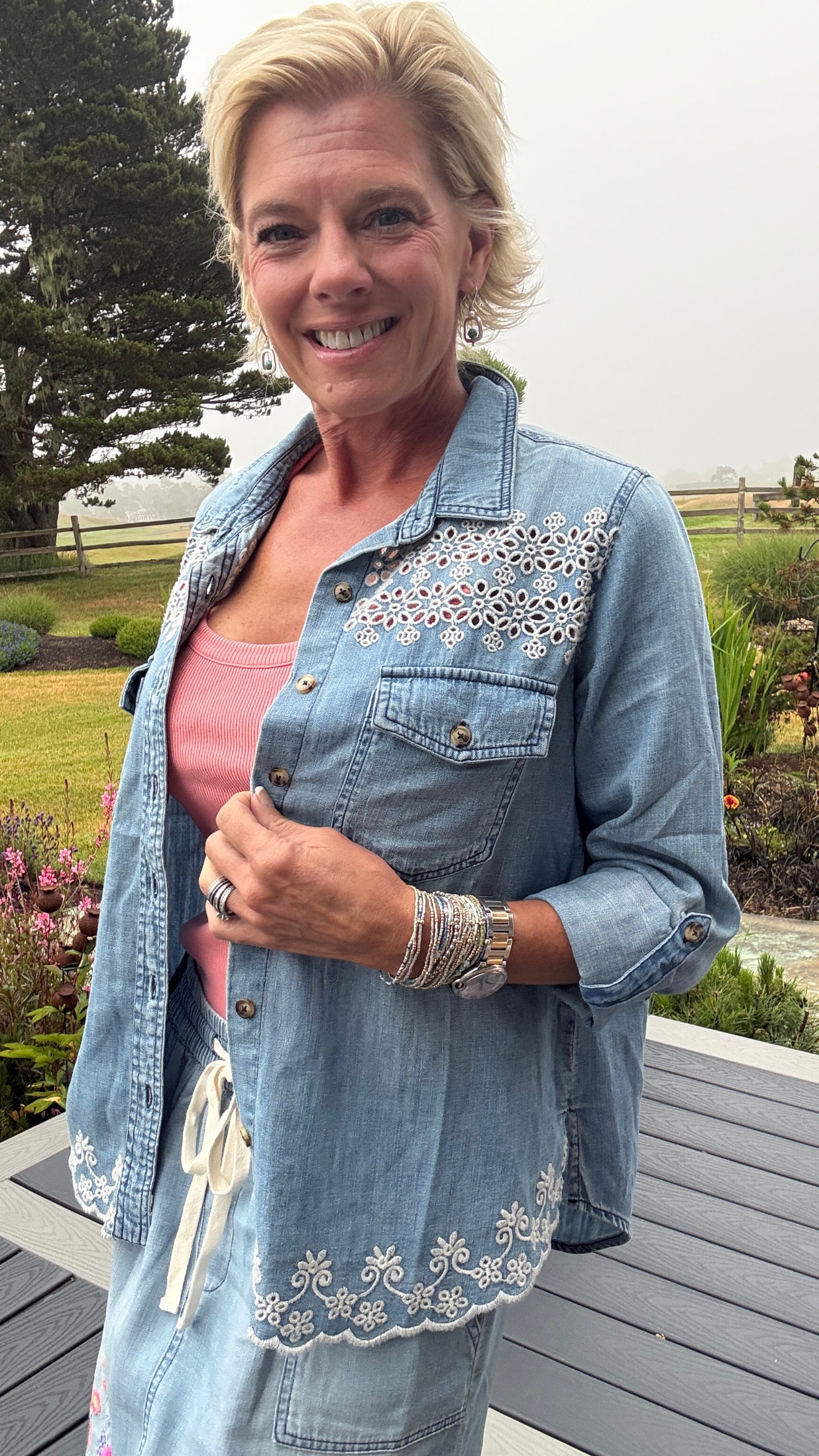 Golden Hour Butterfly Shirt Washed Denim