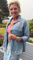 Golden Hour Butterfly Shirt Washed Denim