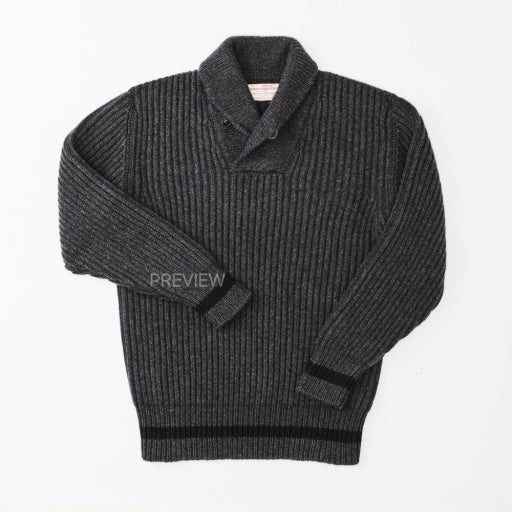 bristol shawl neck sweater gray heather / dark charcoal stripe