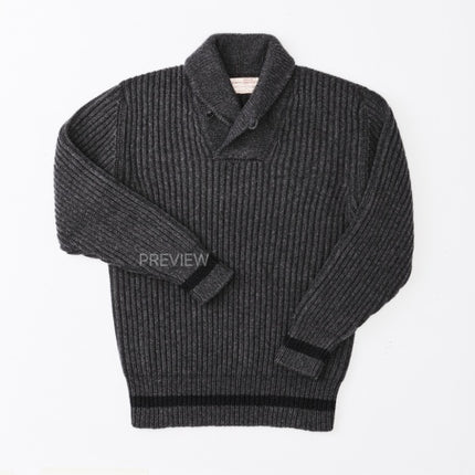 bristol shawl neck sweater gray heather / dark charcoal stripe