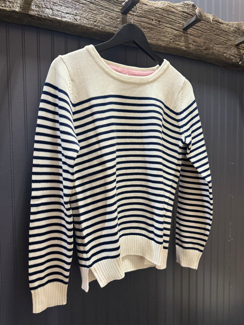 Classic Breton Stripe Sweater white with navy stripes