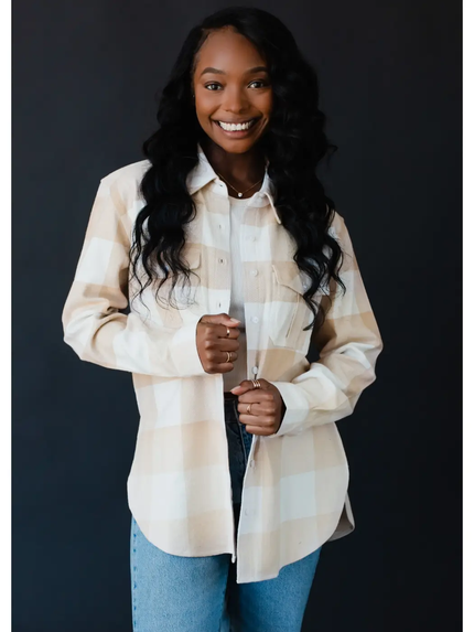 Tan & Ivory Plaid Flannel