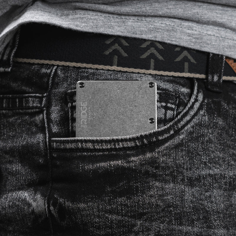Ridge Wallet | Stone Washed Titanium - Cash Strap