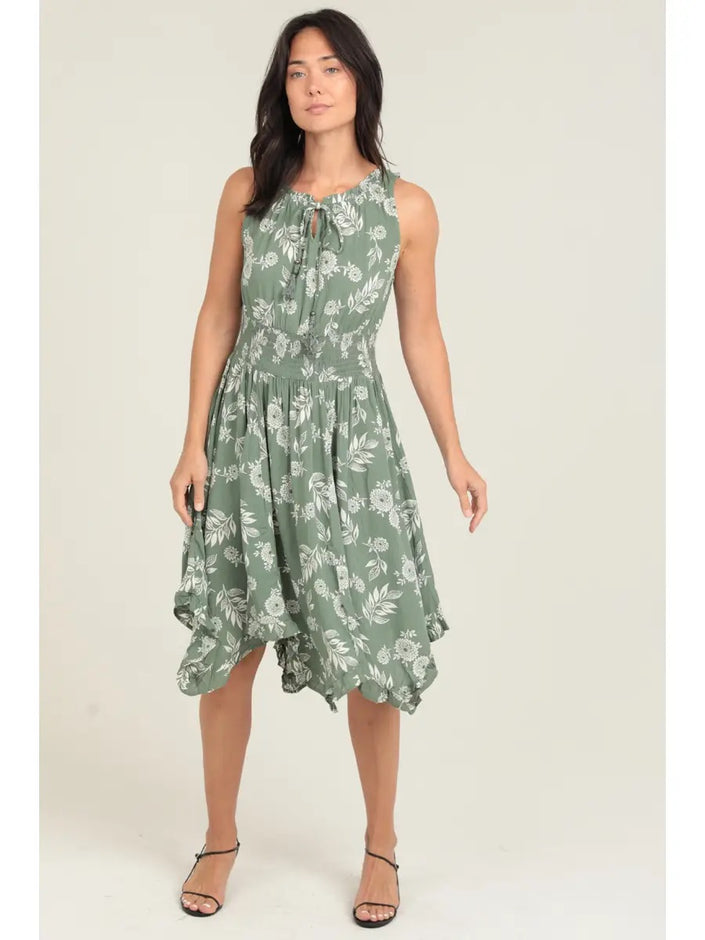 Floral Print Tank Dress with Elastic Waist