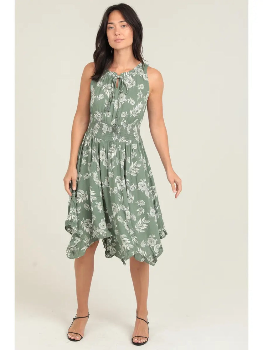 Floral Print Tank Dress with Elastic Waist
