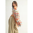 Multicolor Striped Button Up Knit Cardi, multi-Side