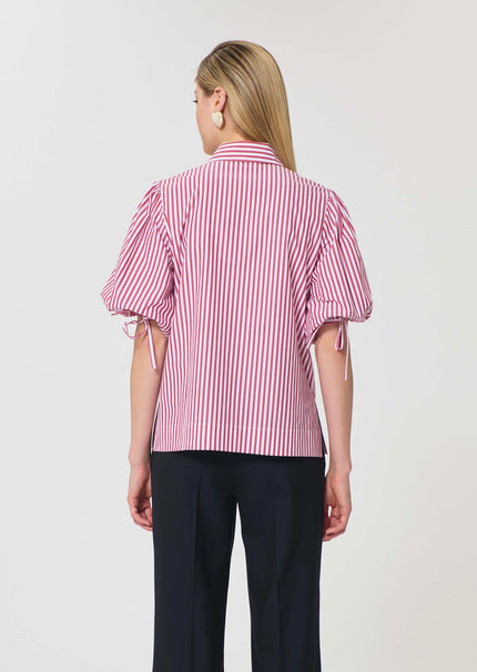 Caly Shirt red striped poplin-back
