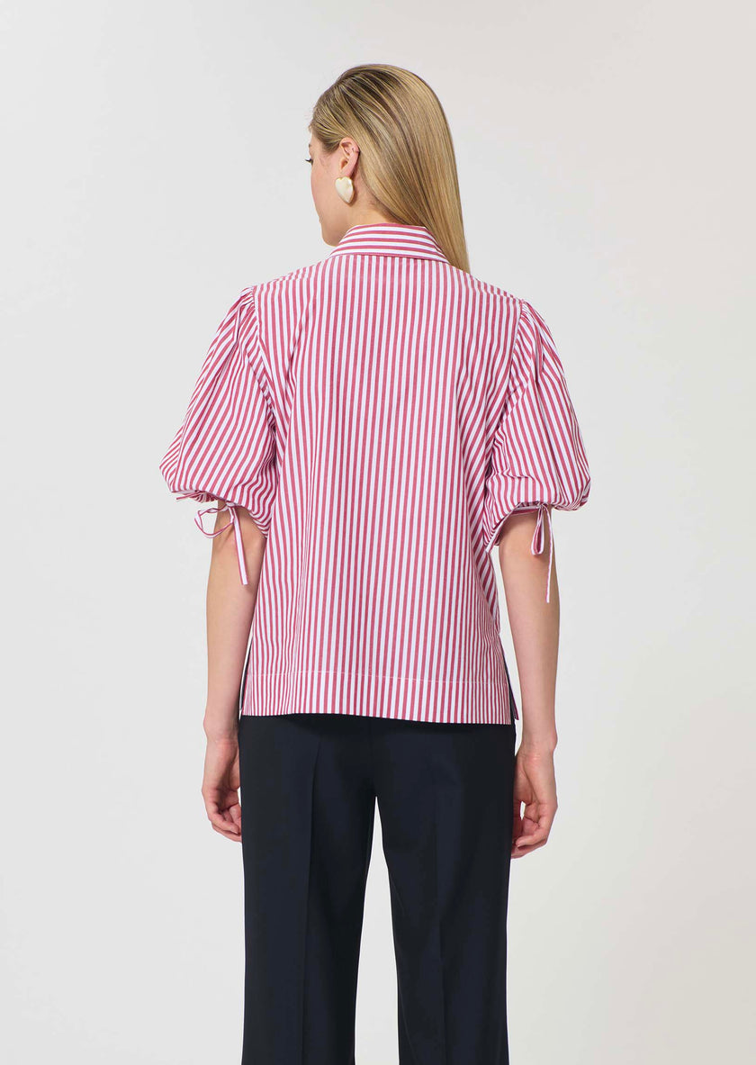 Caly Shirt red striped poplin-back