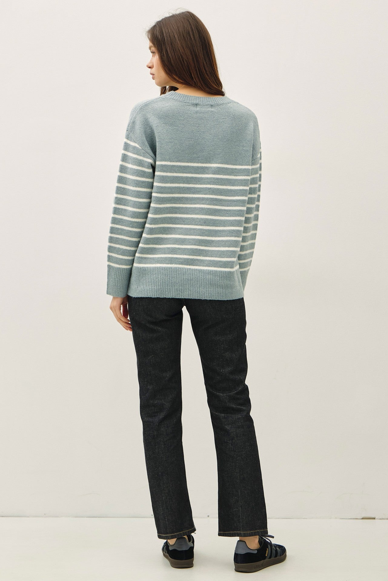 Wool Blend Striped Sweater Accents