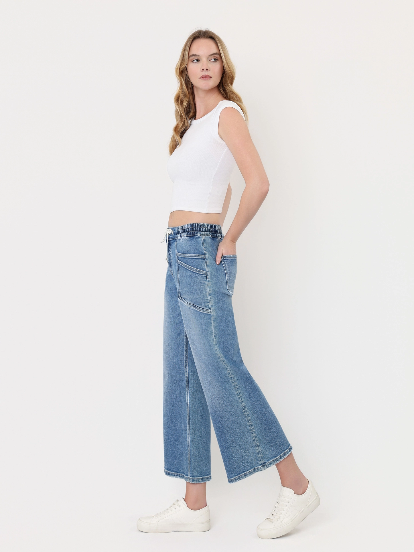 High Rise Drawstring Wide