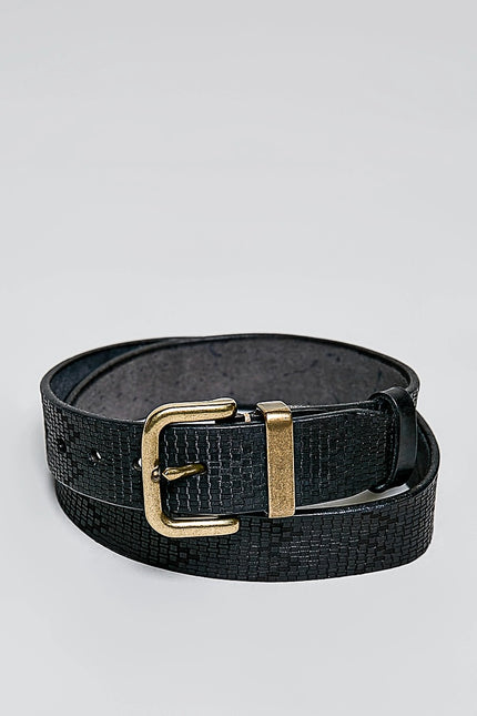 Textured Pattern Genuine Leather Belt