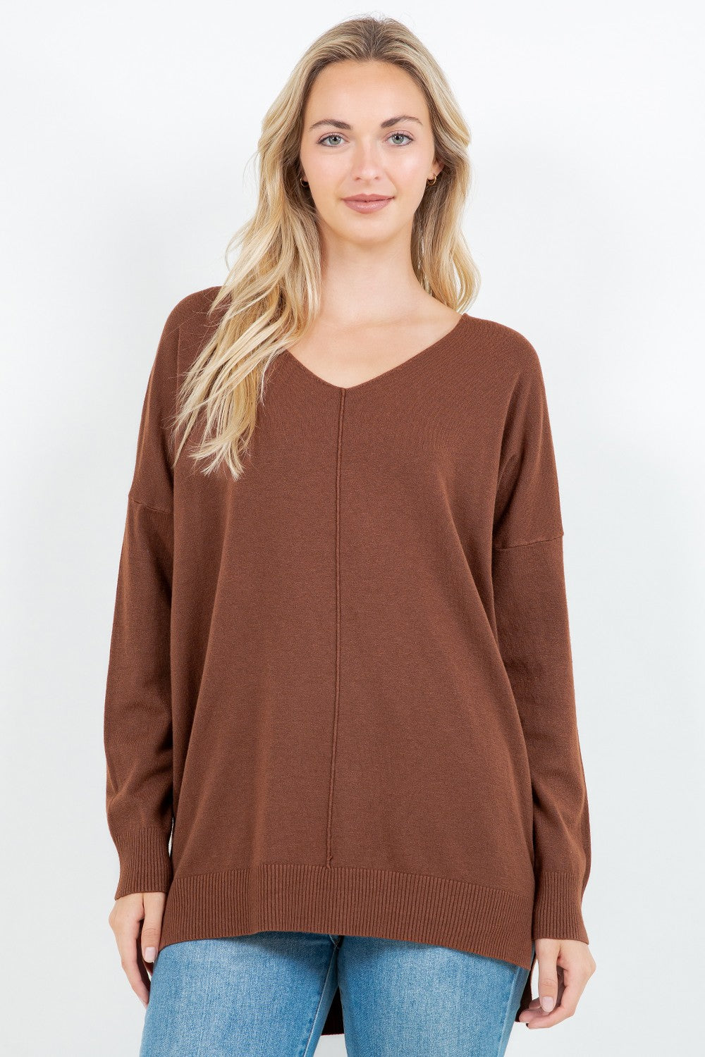Christi Front Seam Sweater ~ Nutmeg