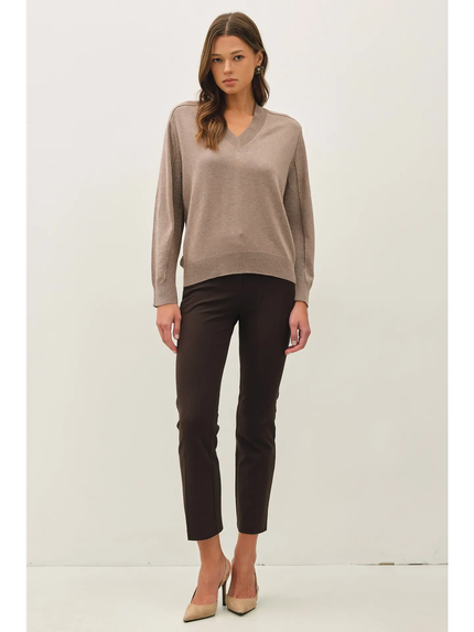 Wool Blended V-Neck Loose Fit Sweater