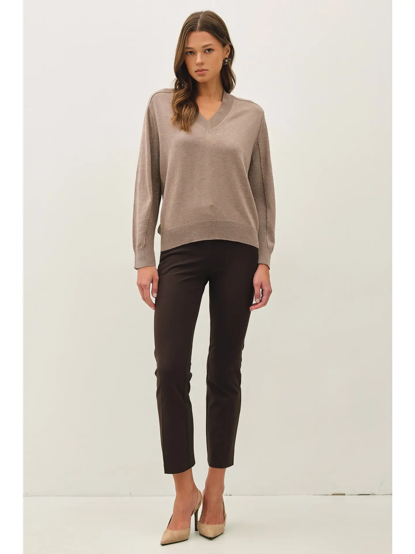 Wool Blended V-Neck Loose Fit Sweater