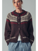 Nordic Fair Isle Wool Blend Sweater Cardigan