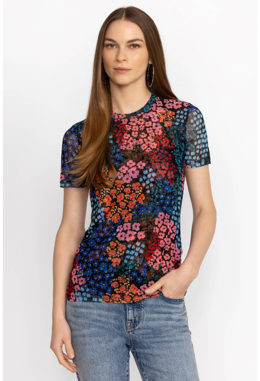 Johnny Was Eleanor Mesh Tee astrid model front