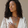 Gold Wilhelmina Crystal Bezel Horsebit Necklace | 18-20