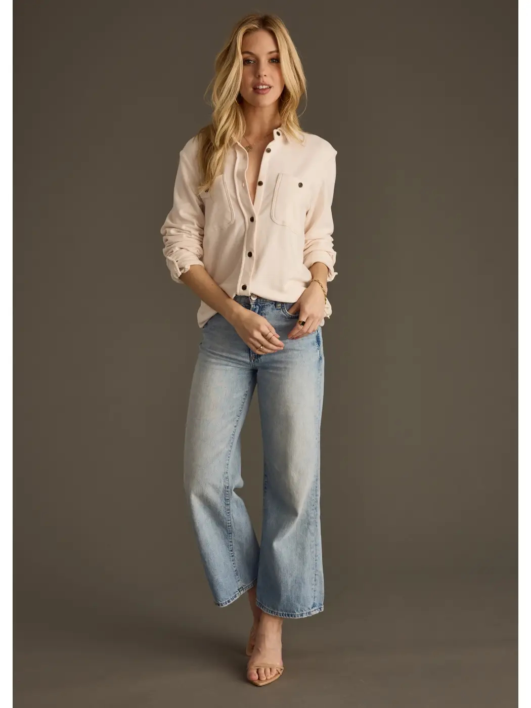 Ivory Super Soft Button Up front