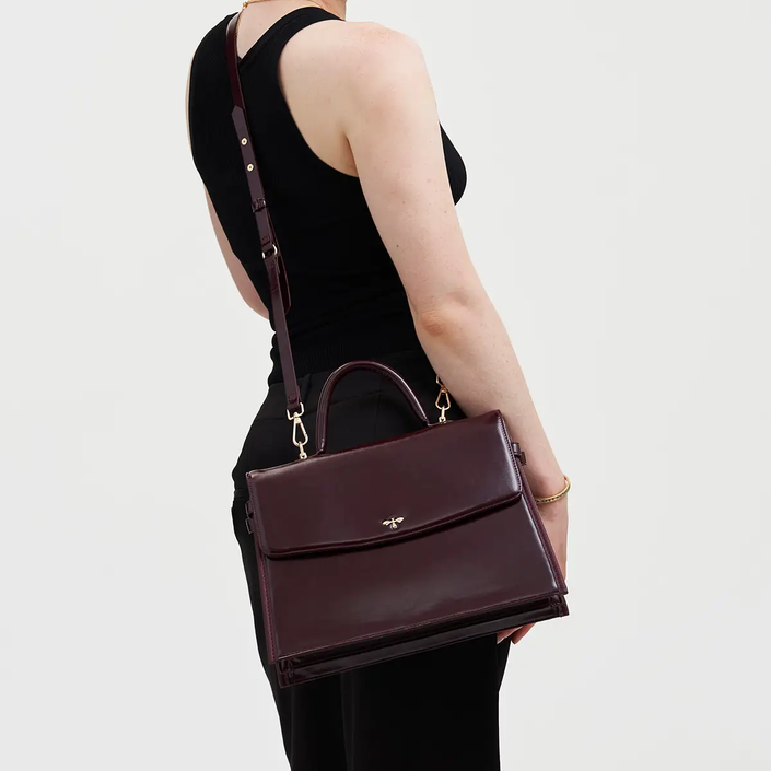 Ruby Cherry Red Structured Medium Tote styled