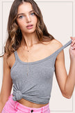 STRETCHY BASIC SLEEVELESS TOP heather grey