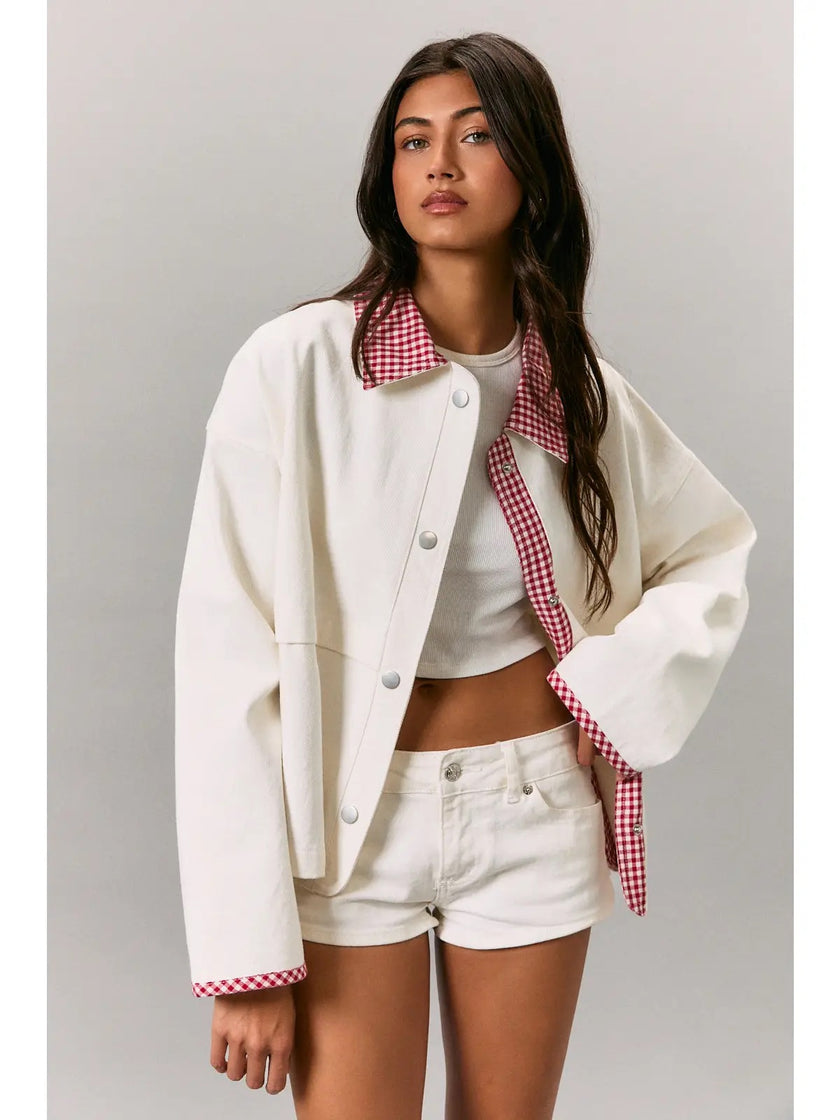 Jacket with Gingham Trim